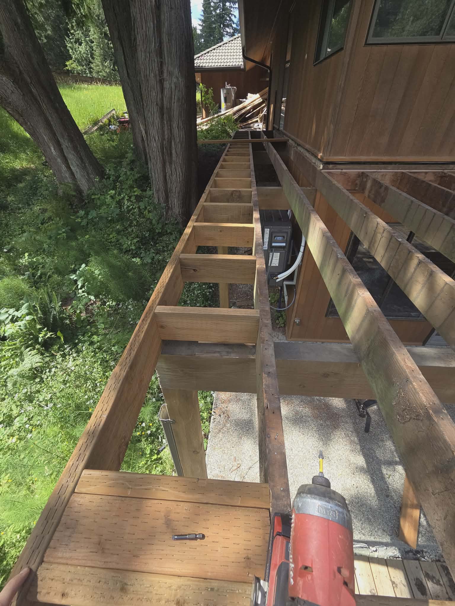 Original wood deck before resurfacing
